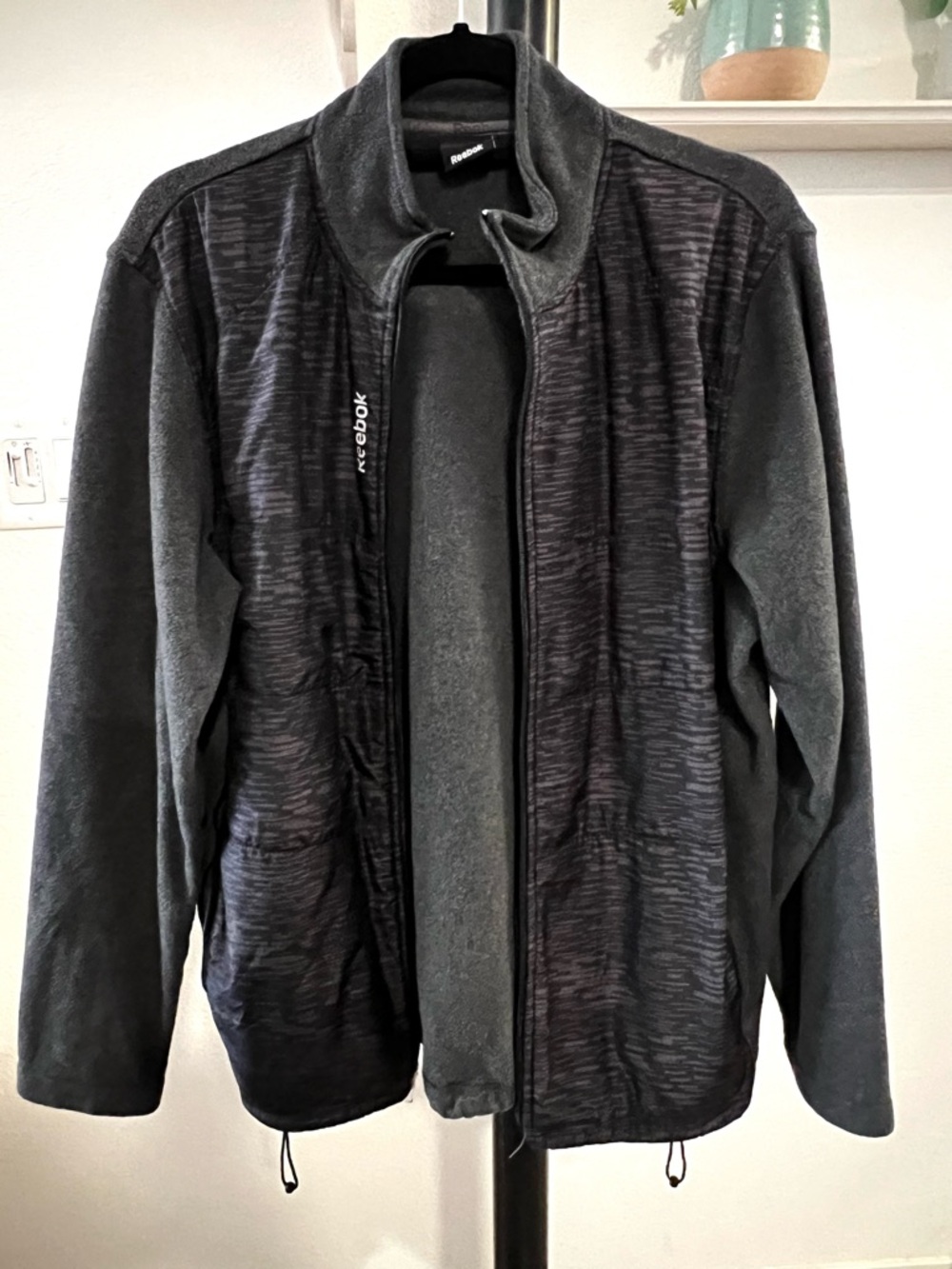 Reebok Men’s Black and Gray Full-Zip Fleece Jacket